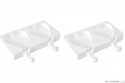 Silikonform für Eis am Stiel - 2 Stück Herzen