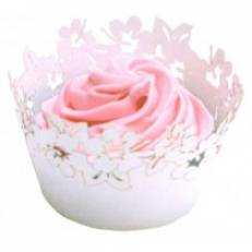 Dekorative Kragen für Cupcakes Silber Blumen 12pcs