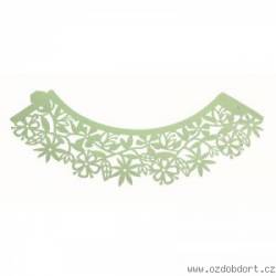 Dekorative Kragen für Cupcakes grüne Blumen 12pcs