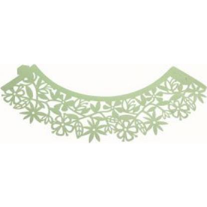 Dekorative Kragen für Cupcakes grüne Blumen 12pcs