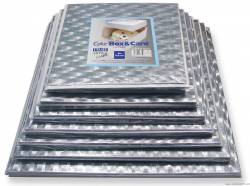 Tortenuntersetzer silber quadratisch + Tortenbox mit Deckel