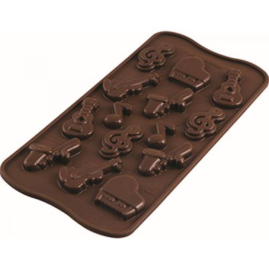 Silikonform für Musikinstrumente aus Schokolade