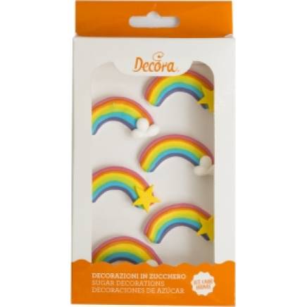 Zucker-Dekoration für Kuchen bunte Regenbogen 6 Stück