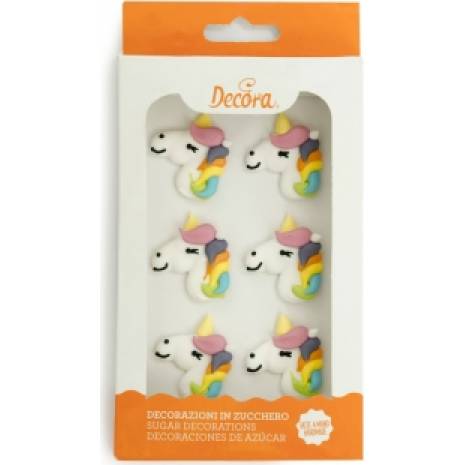 6 Stück Einhorn Zuckerdekoration