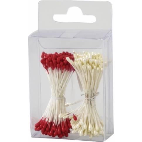 Glänzende Blütenstempel - weiß, rot