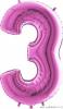 Aufblasbarer Ballon Nr. 3 rosa 102 cm extra groß