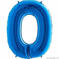 Aufblasbarer Ballon Nummer 0 blau 102 cm extra groß