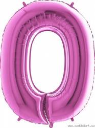 Aufblasbarer Ballon Nummer 0 rosa 102 cm extra groß