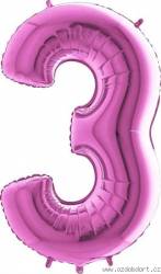 Aufblasbarer Ballon Nr. 3 rosa 102 cm extra groß