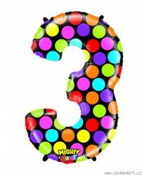 Aufblasbarer Ballon Nummer 3 bunte 102 cm extra groß