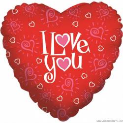 Aufblasbarer Herzballon rot I love you 46 cm