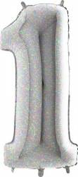 Aufblasbarer Ballon Nr. 1 holografisch 102 cm extra groß