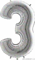 Aufblasbarer Ballon Nr. 3 holografisch 102 cm extra groß