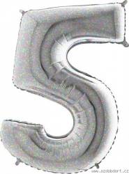 Aufblasbarer Ballon Nummer 5 holografisch 102 cm extra groß