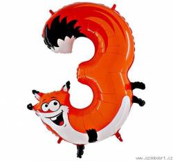 Aufblasbarer Ballon Fuchs Nummer 3 für Kinder 102 cm