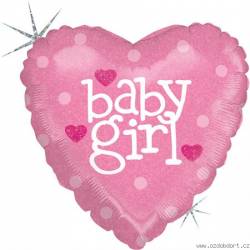Aufblasbarer Ballon in Rosa mit Herz, Geburt eines Mädchens, 46 cm
