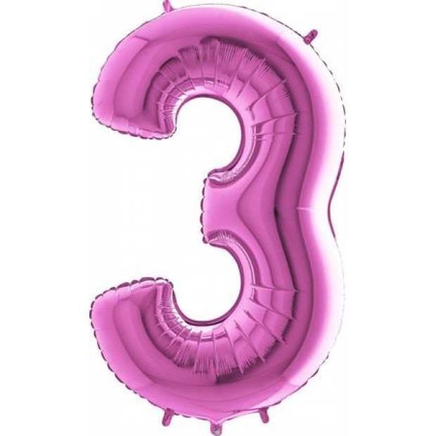 Aufblasbarer Ballon Nr. 3 rosa 102 cm extra groß