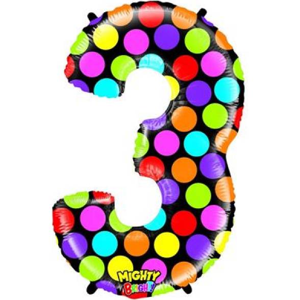 Aufblasbarer Ballon Nummer 3 bunte 102 cm extra groß