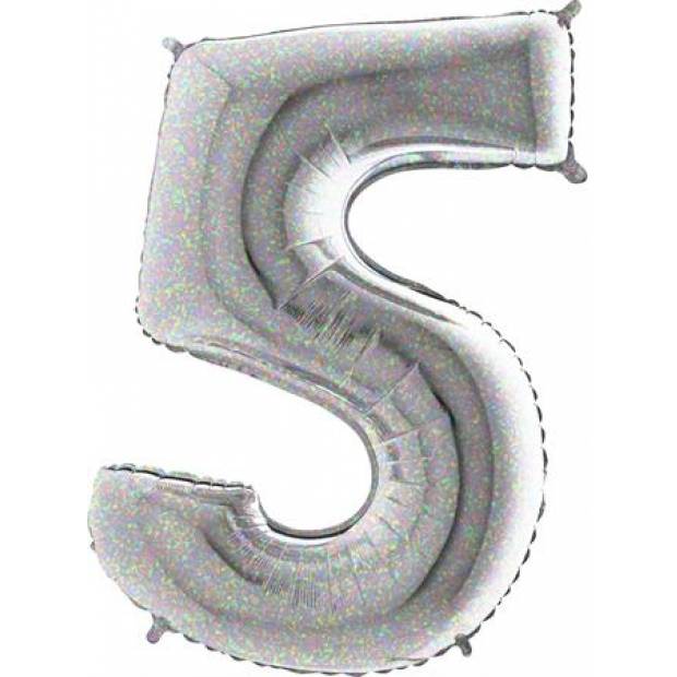 Aufblasbarer Ballon Nummer 5 holografisch 102 cm extra groß