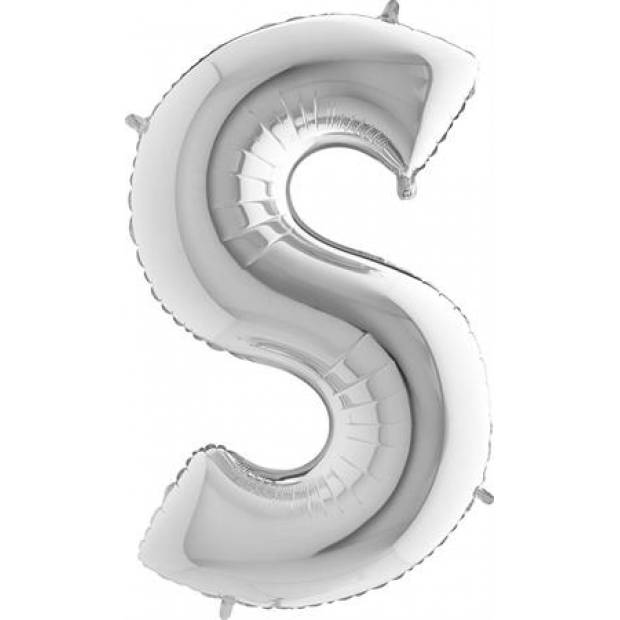 Aufblasbarer Ballon Buchstabe S silbern 102 cm