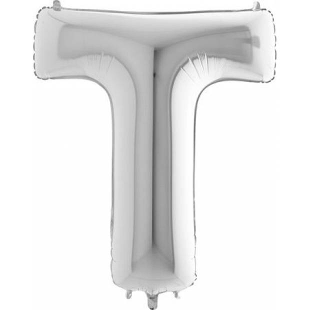 Aufblasbarer Ballon Buchstabe T silbern 102 cm