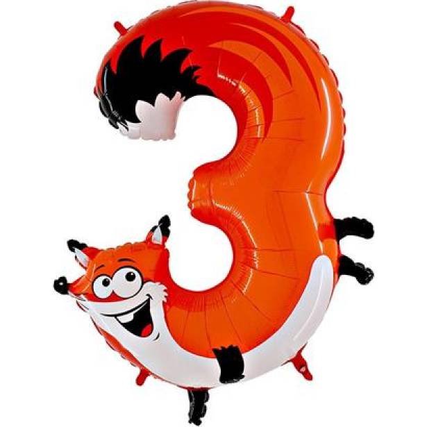 Aufblasbarer Ballon Fuchs Nummer 3 für Kinder 102 cm