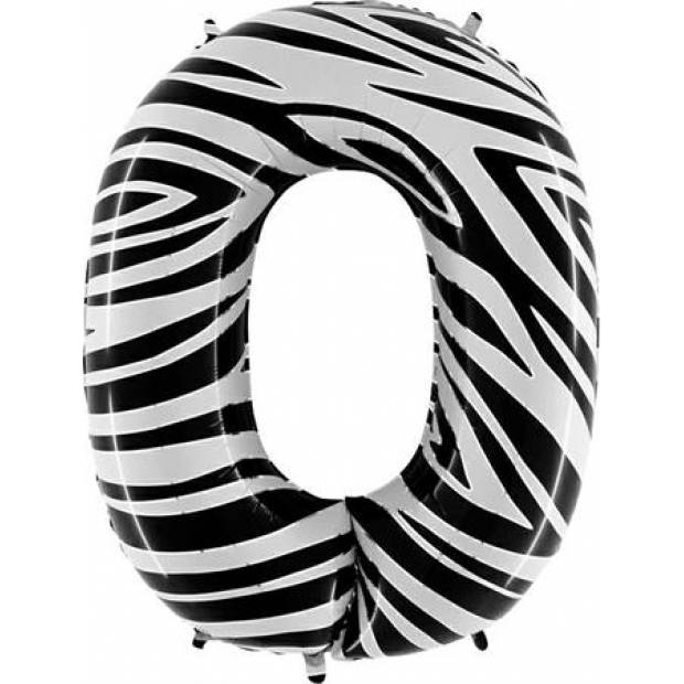 Aufblasbarer Ballon Nummer 0 Zebra 102cm extra groß