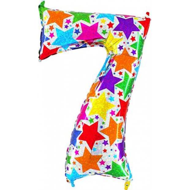 Aufblasbarer Ballon Nummer 7 bunte Sterne 102 cm extra groß