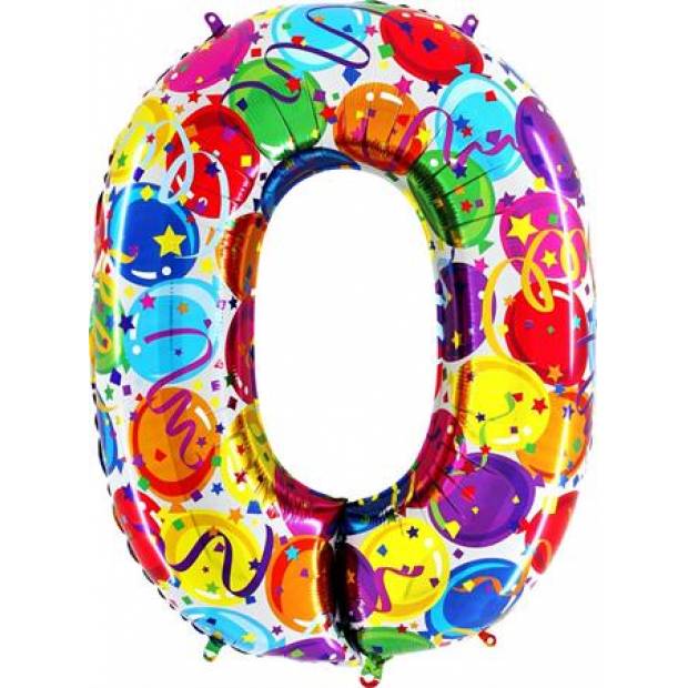 Aufblasbarer Ballon Nummer 0 bunte Ballons 102 cm extra groß