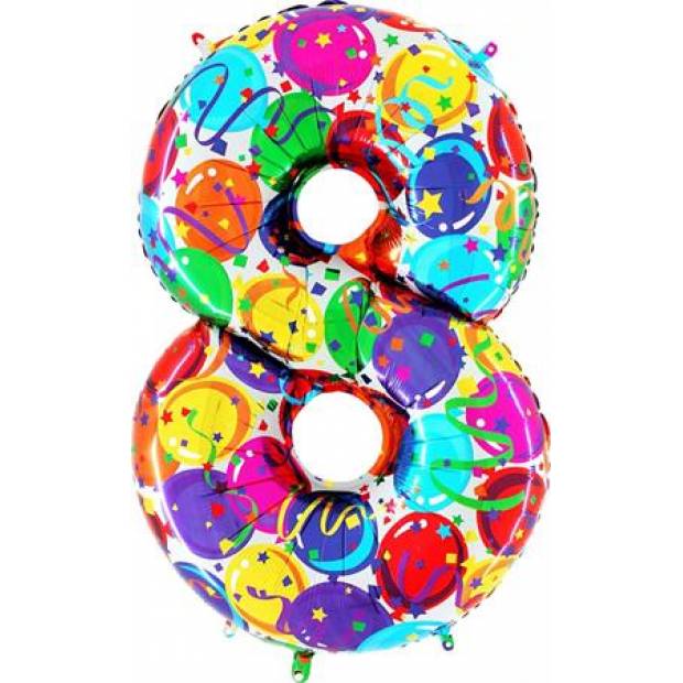 Aufblasbarer Ballon Nummer 8 bunte Ballons 102 cm extra groß