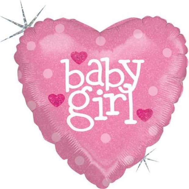 Aufblasbarer Ballon in Rosa mit Herz, Geburt eines Mädchens, 46 cm
