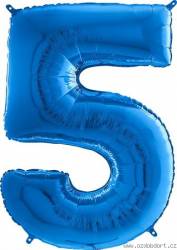 Aufblasbarer Ballon Nr. 5 blau 102 cm extra groß