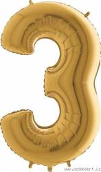 Aufblasbarer Ballon Nummer 3 Gold 102 cm Extra groß