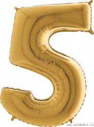 Aufblasbarer Ballon Nr. 5, goldfarben, 102 cm, extra groß