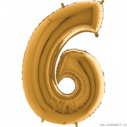 Aufblasbarer Ballon Nummer 6 Gold 102 cm Extra groß