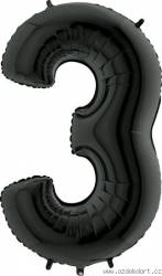 Aufblasbarer Ballon Nr. 3 schwarz 102 cm extra groß
