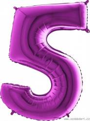 Aufblasbarer Ballon Nr. 5 lila 102 cm extra groß
