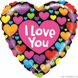 Aufblasbarer Herzballon farbig I Love You 53 cm