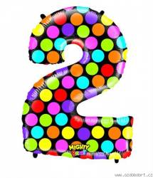 Aufblasbarer Ballon Nr. 2 farbig 102 cm extra groß