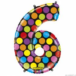 Aufblasbarer Ballon Nummer 6 bunte 102 cm extra groß