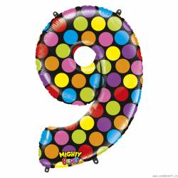 Aufblasbarer Ballon Nummer 9 bunte 102 cm extra groß