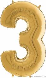 Luftballon Nummer 3 golden 66 cm