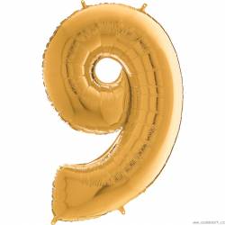 Luftballon Nr. 9 goldfarben 66 cm