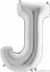 Aufblasbarer Ballon Buchstabe J silbern 102 cm