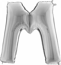 Aufblasbarer Ballon Buchstabe M silbern 102 cm