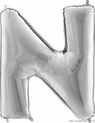 Aufblasbarer Ballon Buchstabe N silbern 102 cm