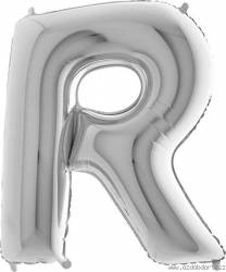 Aufblasbarer Ballon Buchstabe R silbern 102 cm