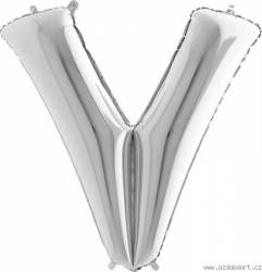 Aufblasbarer Ballon Buchstabe V silbern 102 cm