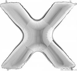 Aufblasbarer Ballon Buchstabe X silbern 102 cm