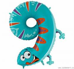 Aufblasbarer Dino-Luftballon Nummer 9 für Kinder 102 cm